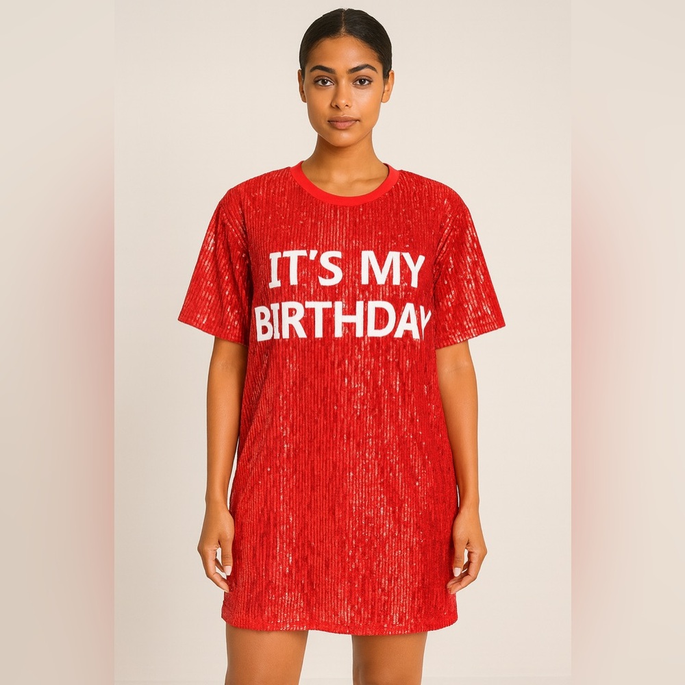 Red Sequin Birthday T-Shirt